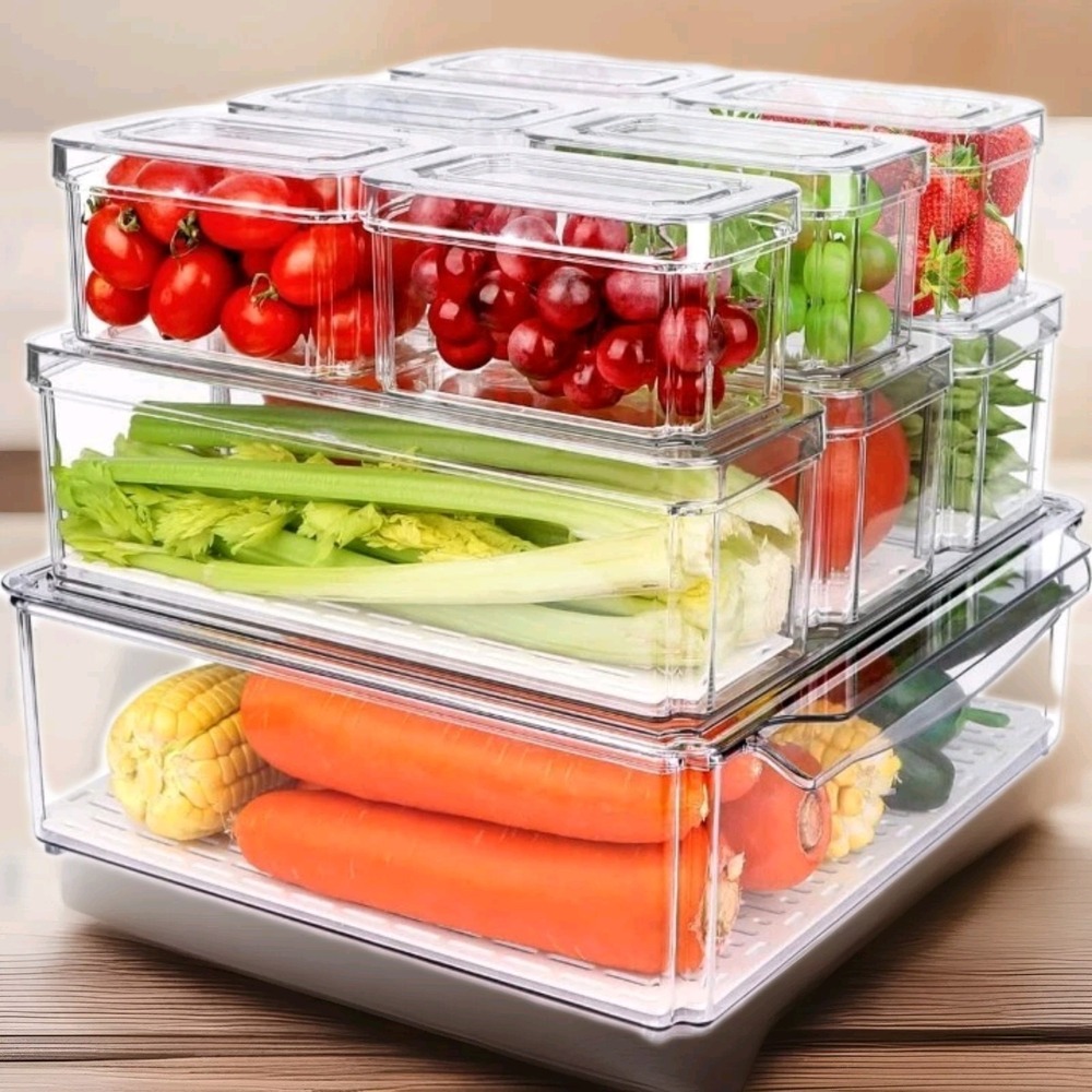 10 Pack Refrigerator Pantry Organizer Bins, Stackable Fridge Organizer Bins with